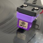 Nagaoka MP-200 phono cartridge mounted on turntable headshell